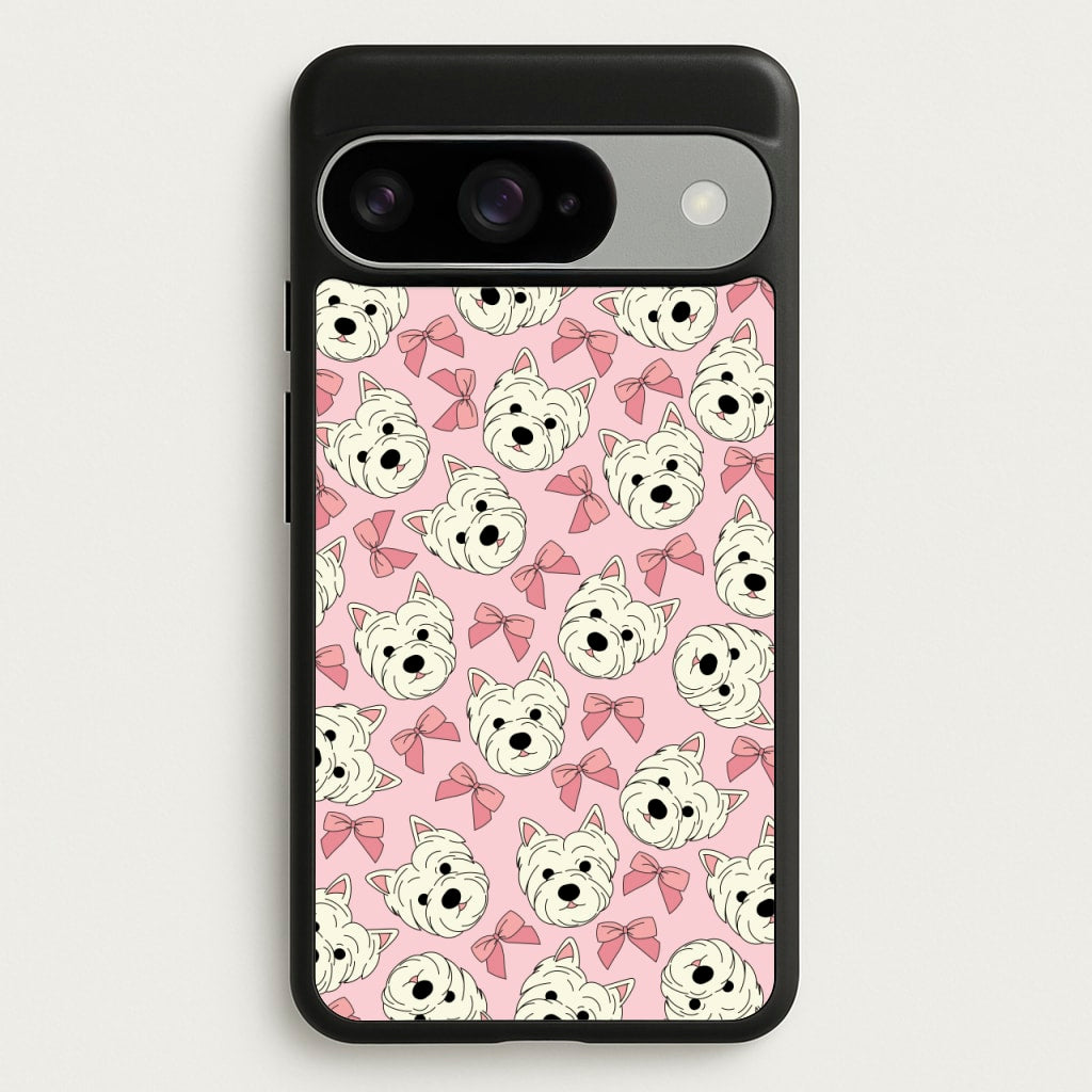 Cute Terrier And Bows Pattern Phone Case for Google Pixel 10 / 10 Pro