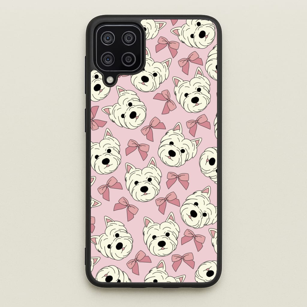 Cute Terrier And Bows Pattern - Dog Patterns Phone Case for Galaxy A12