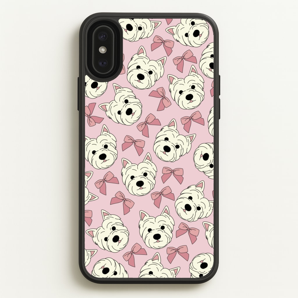 Cute Terrier And Bows Pattern - Dog Patterns Phone Case for iPhone XS Max