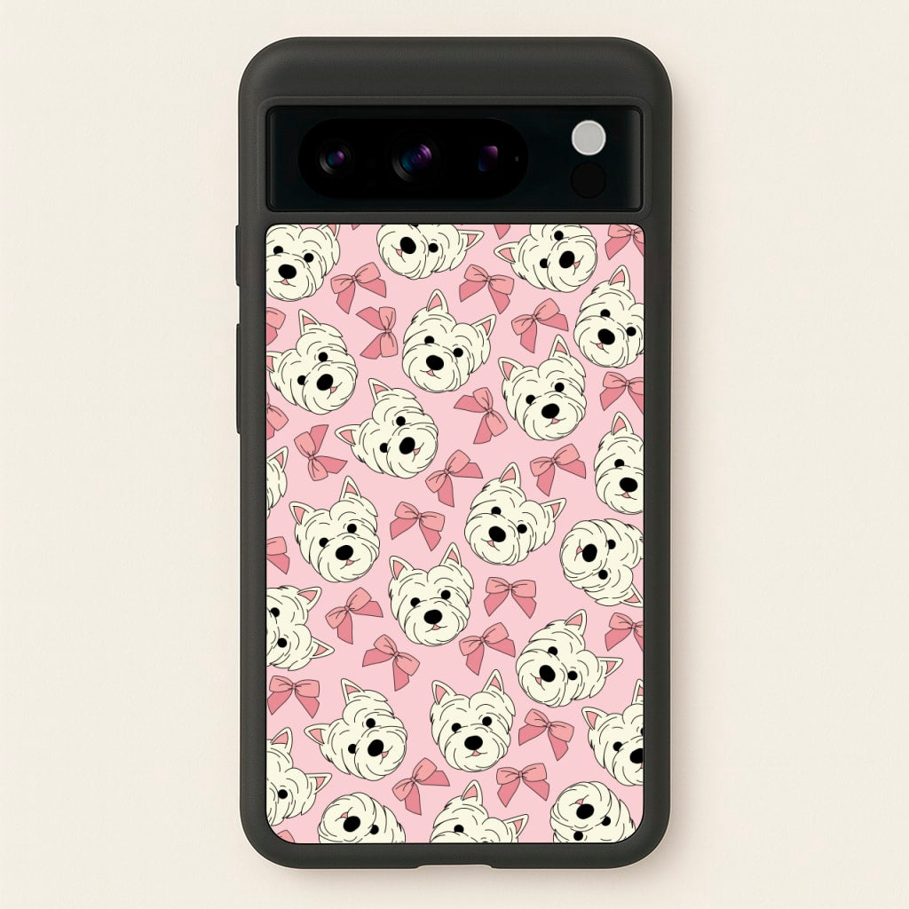 Cute Terrier And Bows Pattern - Dog Patterns Phone Case for Google Pixel 8 Pro