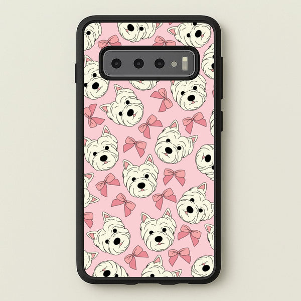 Cute Terrier And Bows Pattern - Dog Patterns Phone Case for Galaxy S10