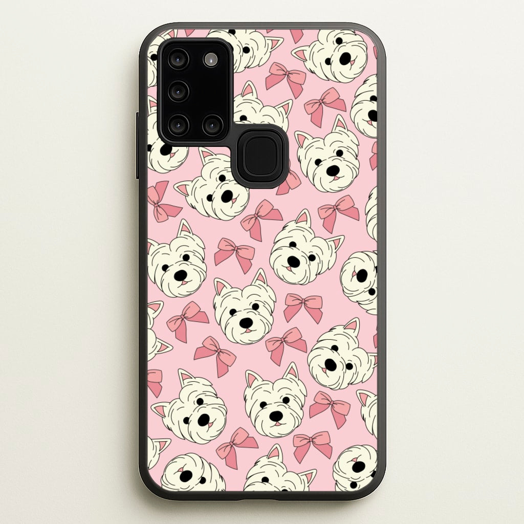 Cute Terrier And Bows Pattern - Dog Patterns Phone Case for Galaxy A21s