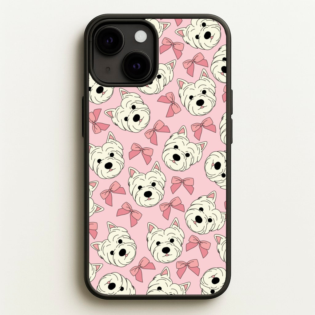 Cute Terrier And Bows Pattern - Dog Patterns Phone Case for iPhone 13 Mini