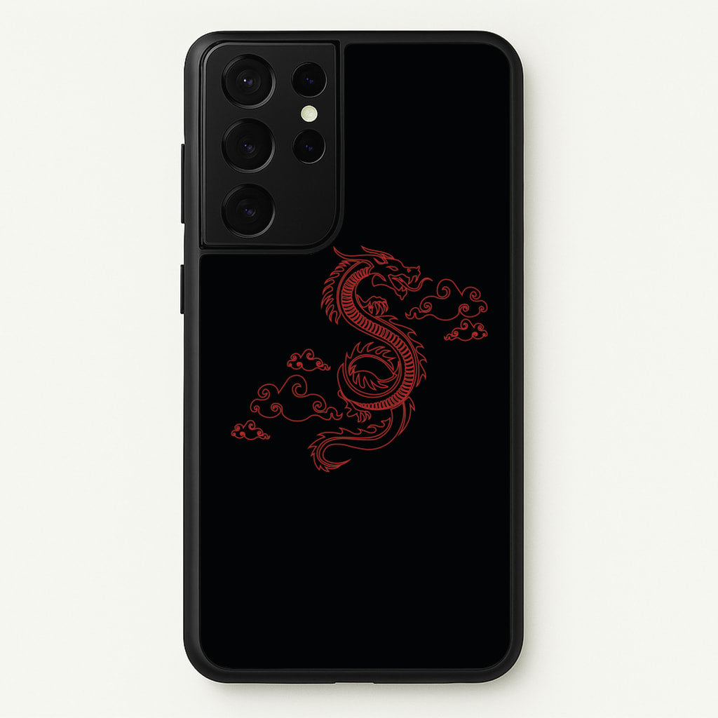 Red - Dragon Patterns - Dragon Patterns Phone Case for Galaxy S21 Ultra