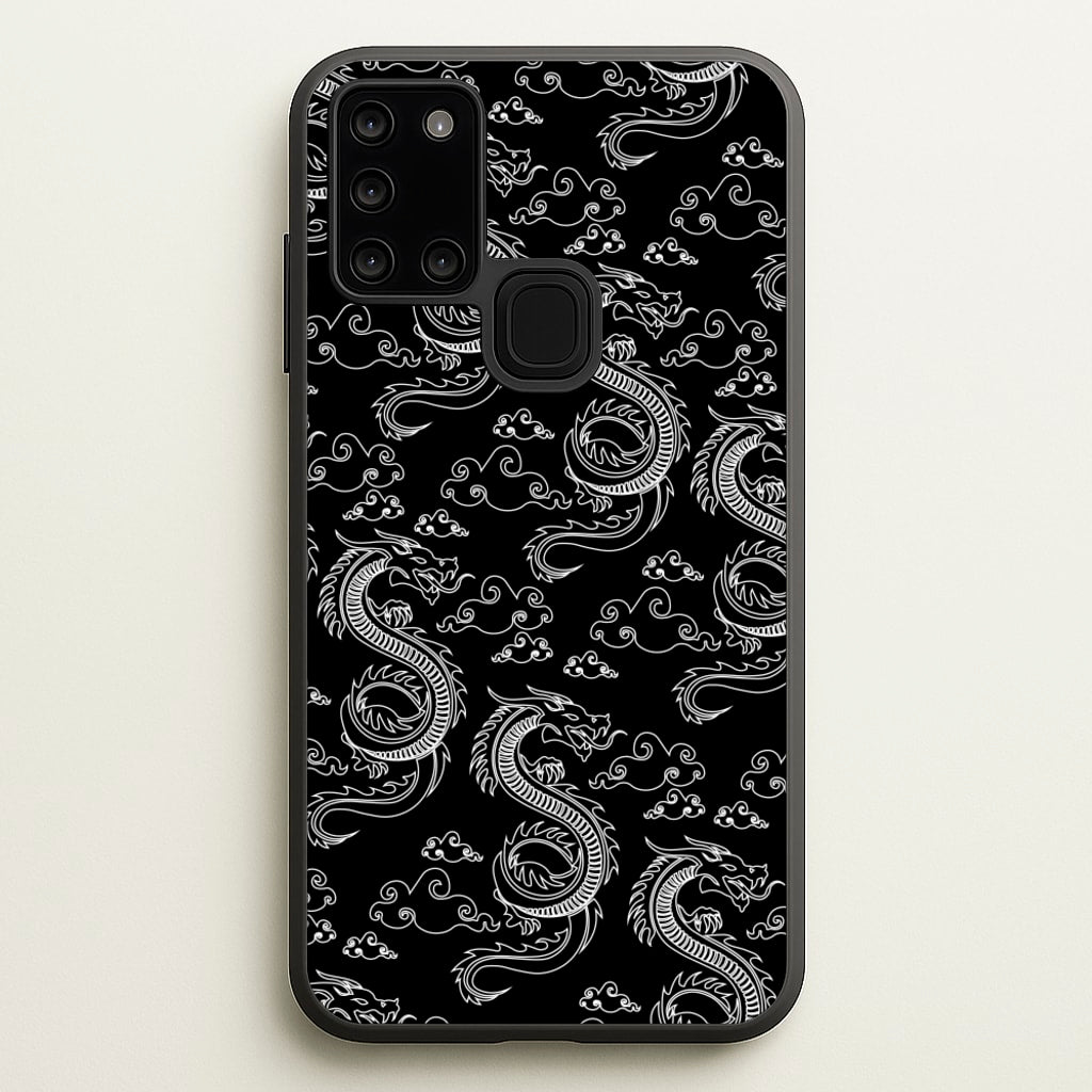 Black And White Dragon Pattern - Dragon Patterns Phone Case for Galaxy A21s
