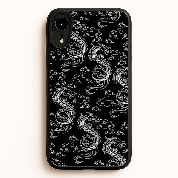 Black And White Dragon Pattern - Dragon Patterns Phone Case for iPhone XR