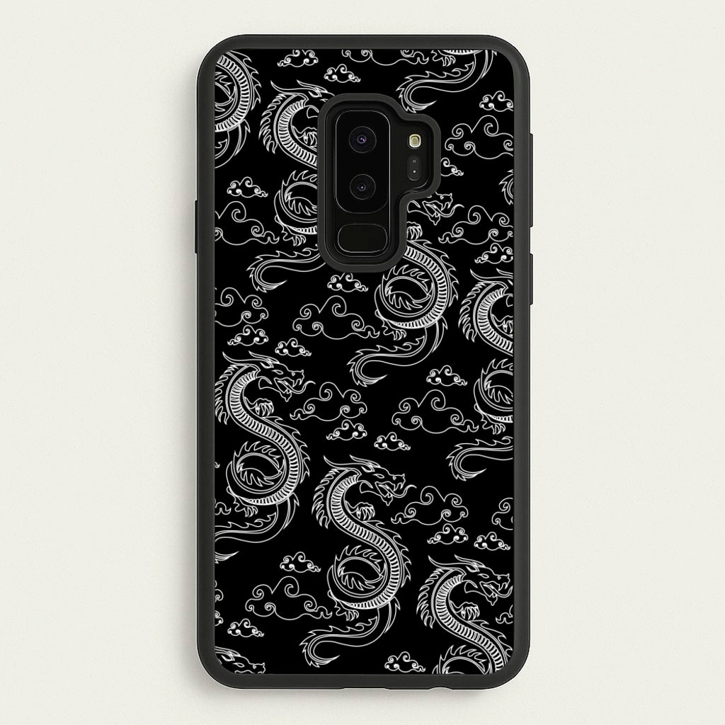 Black And White Dragon Pattern - Dragon Patterns Phone Case for Galaxy S9 Plus