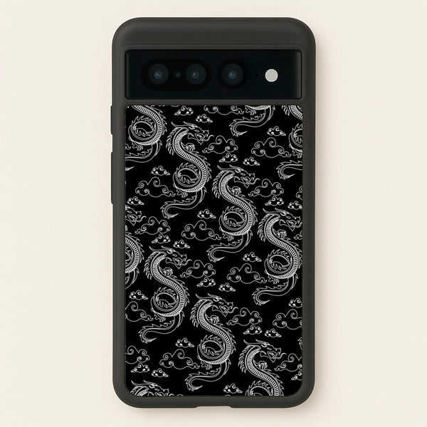 Black And White Dragon Pattern - Dragon Patterns Phone Case for Google Pixel 7 Pro