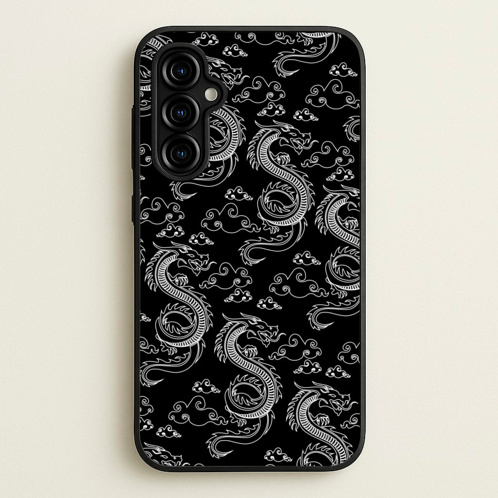 Black And White Dragon Pattern - Dragon Patterns Phone Case for Galaxy A54