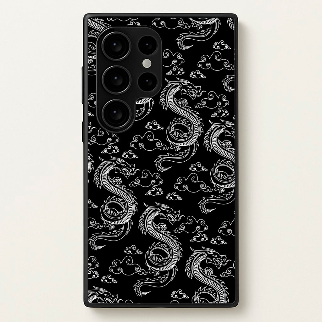 Black And White Dragon Pattern - Dragon Patterns Phone Case for Galaxy S24 Ultra