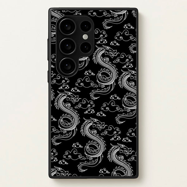 Black And White Dragon Pattern - Dragon Patterns Phone Case for Galaxy S24 Ultra