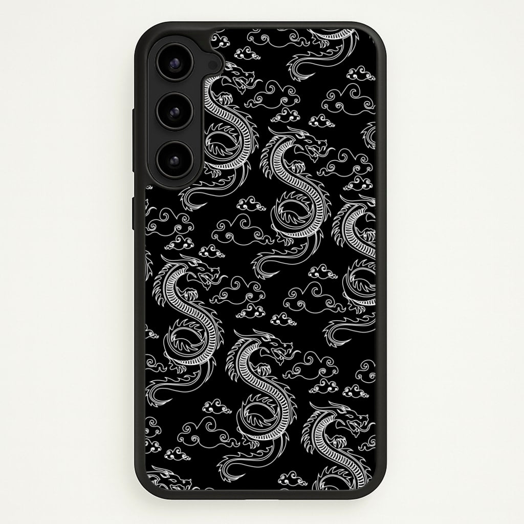 Black And White Dragon Pattern - Dragon Patterns Phone Case for Galaxy S23
