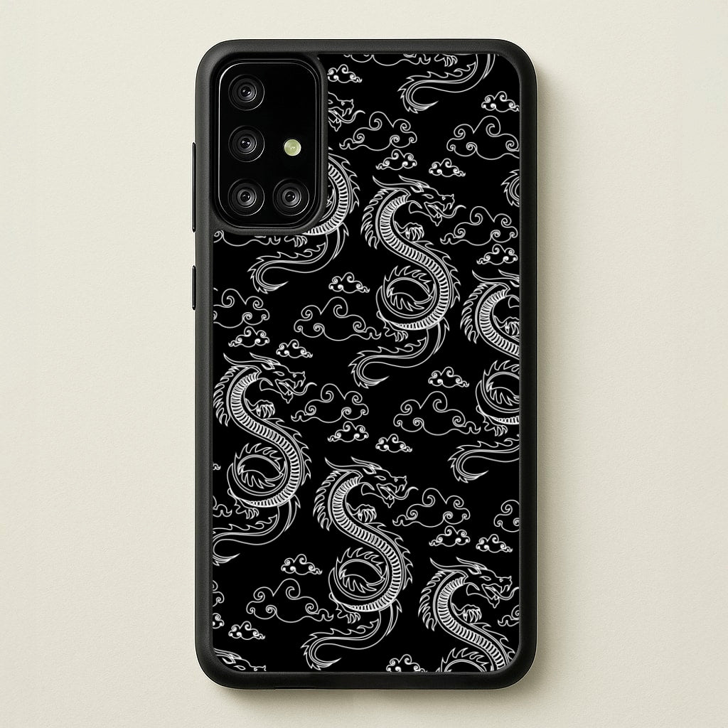 Black And White Dragon Pattern - Dragon Patterns Phone Case for Galaxy A71