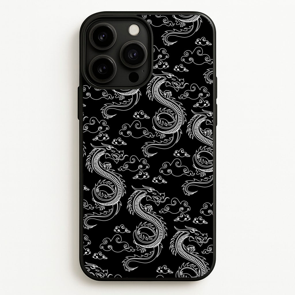 Black And White Dragon Pattern - Dragon Patterns Phone Case for iPhone 13 Pro Max