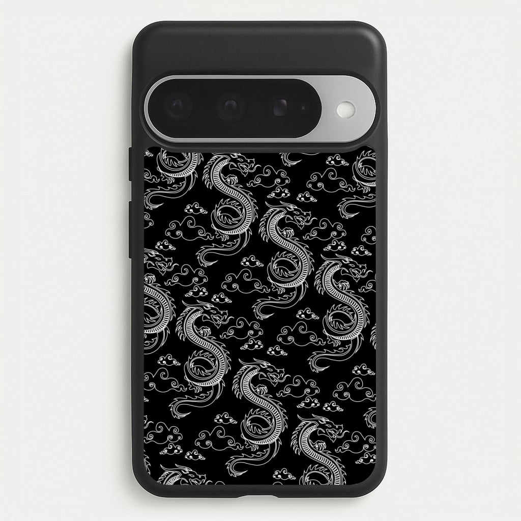 Black And White Dragon Pattern Phone Case for Google Pixel 10 Pro XL