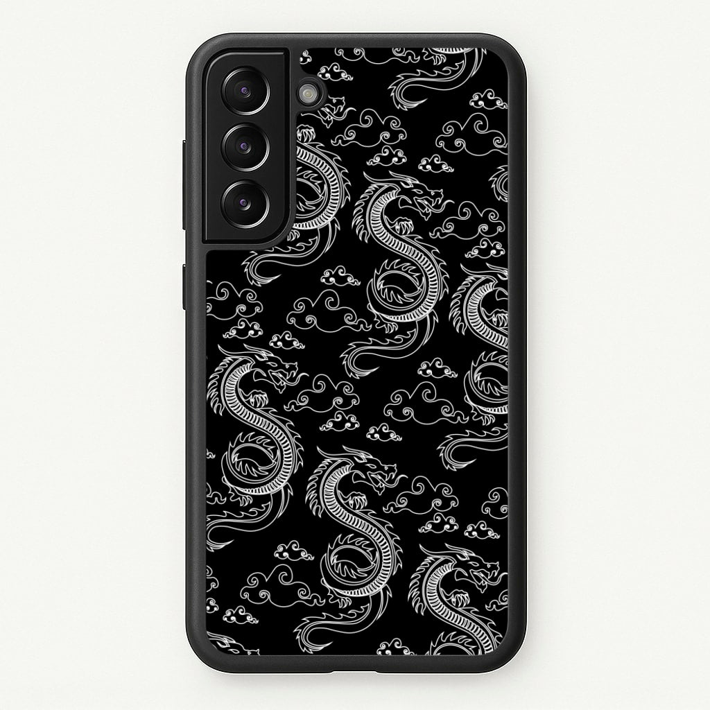 Black And White Dragon Pattern - Dragon Patterns Phone Case for Galaxy S22 Plus