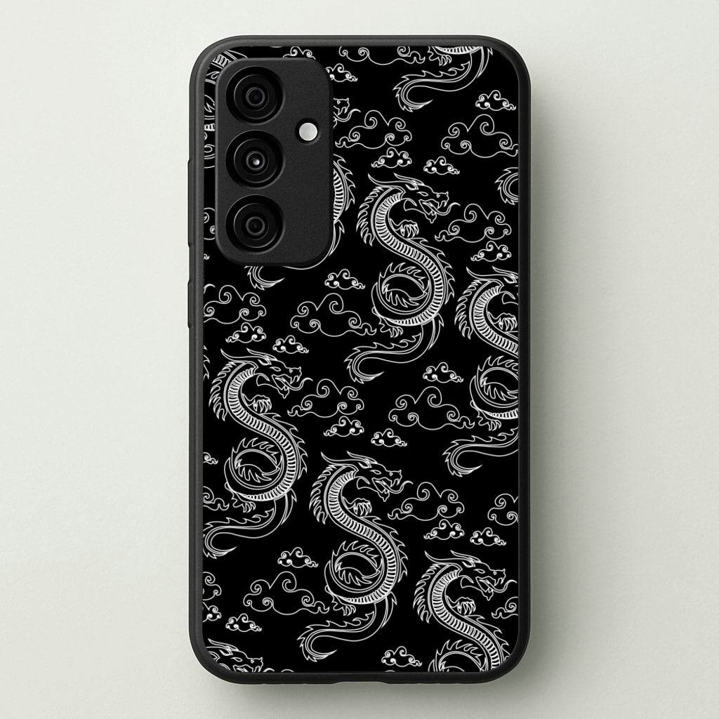 Black And White Dragon Pattern - Dragon Patterns Phone Case for Galaxy A35