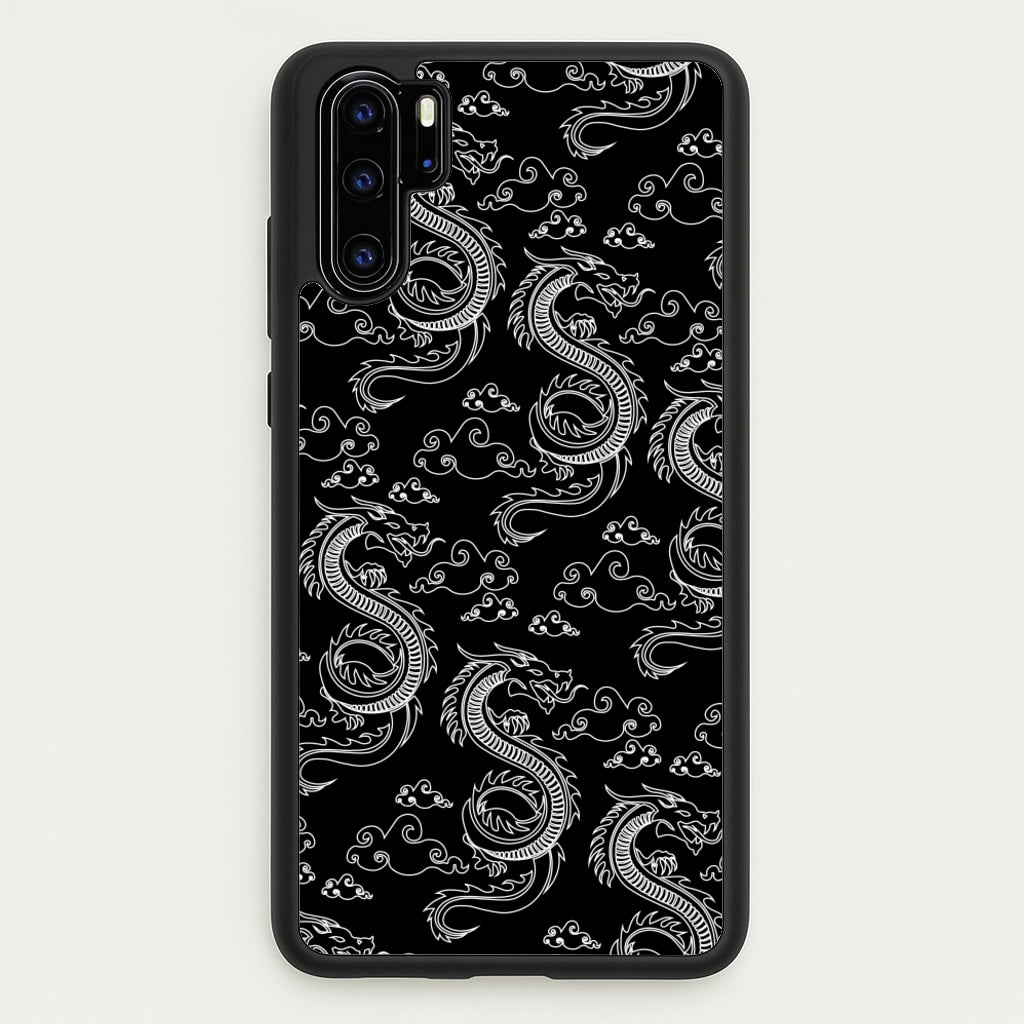 Black And White Dragon Pattern - Dragon Patterns Phone Case for Huawei P30 Pro