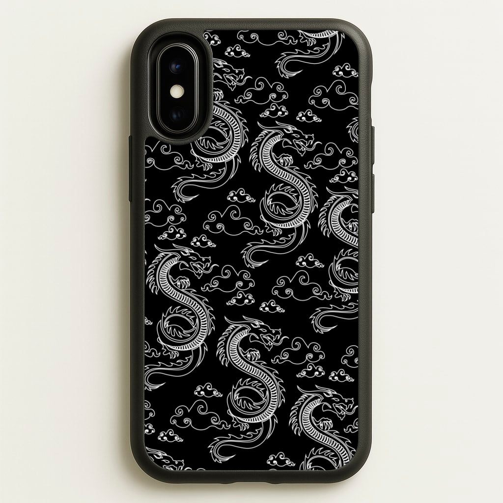 Black And White Dragon Pattern - Dragon Patterns Phone Case for iPhone X / XS