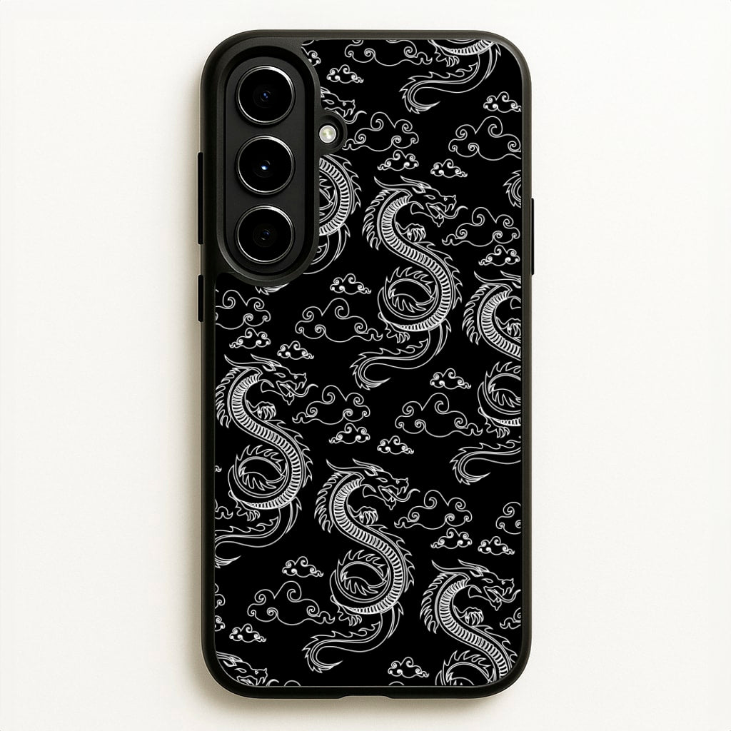 Black And White Dragon Pattern - Dragon Patterns Phone Case for Galaxy A56