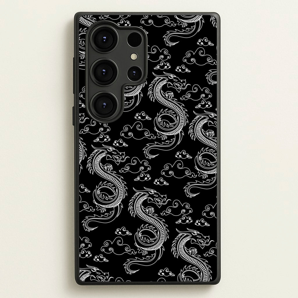 Black And White Dragon Pattern - Dragon Patterns Phone Case for Galaxy S25 Ultra
