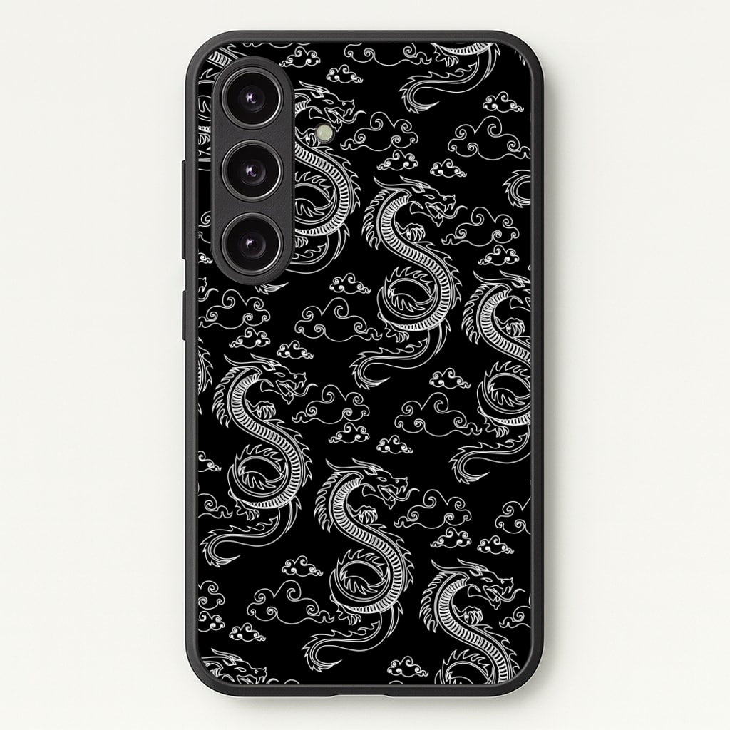 Black And White Dragon Pattern - Dragon Patterns Phone Case for Galaxy S24 Plus