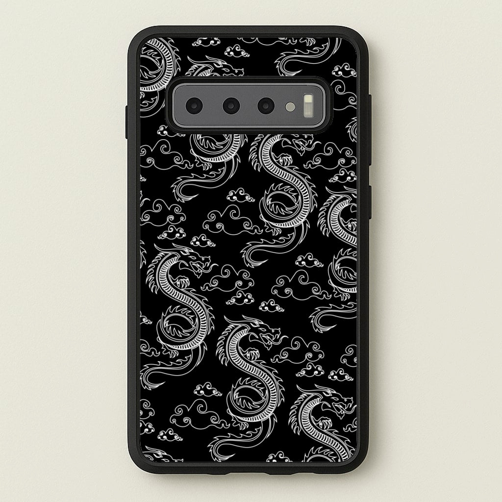Black And White Dragon Pattern - Dragon Patterns Phone Case for Galaxy S10