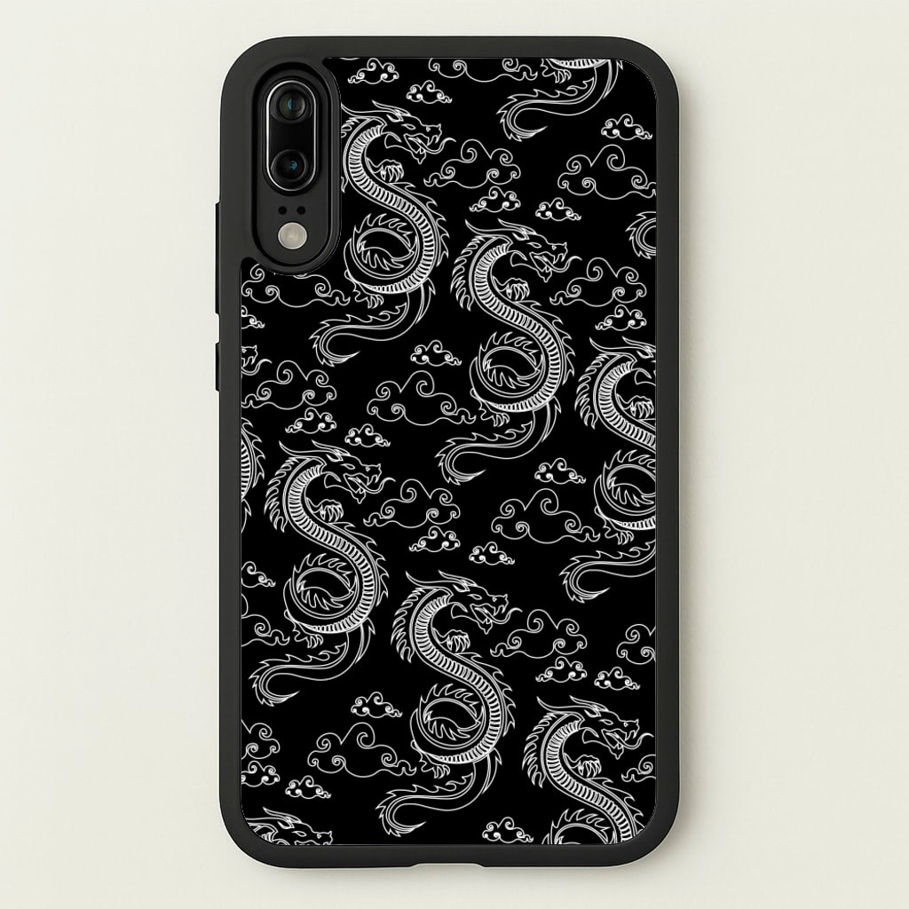 Black And White Dragon Pattern - Dragon Patterns Phone Case for Huawei P20