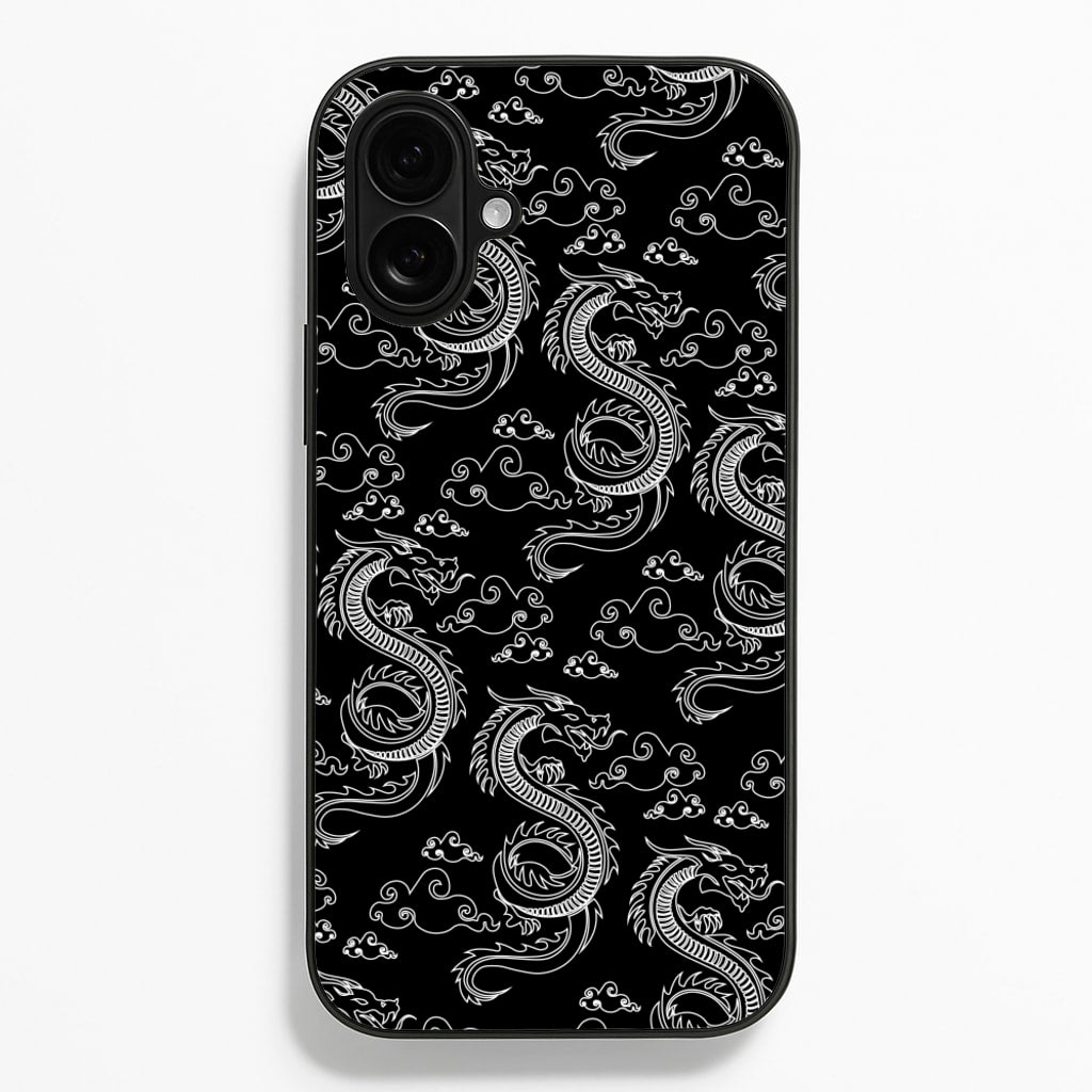 Black And White Dragon Pattern - Dragon Patterns Phone Case for iPhone 16 Plus