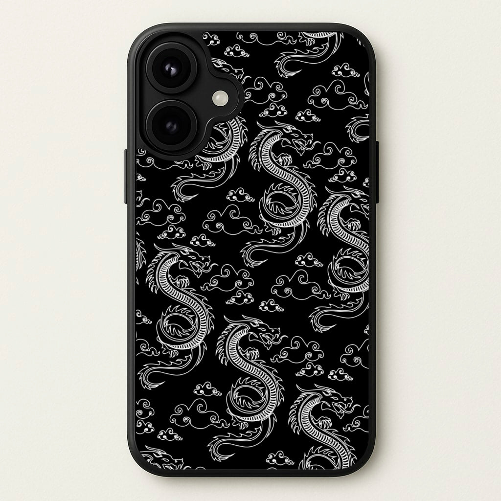 Black And White Dragon Pattern Phone Case for iPhone 17