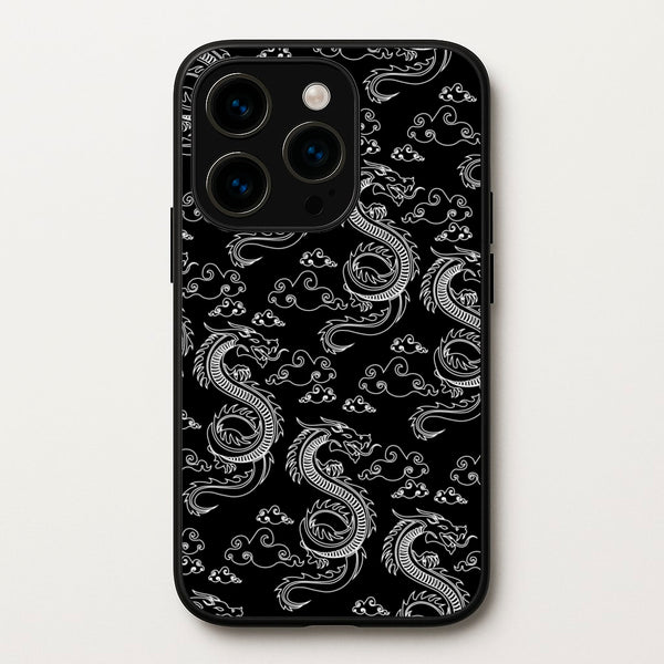 Black And White Dragon Pattern - Dragon Patterns Phone Case for iPhone 14 Pro Max
