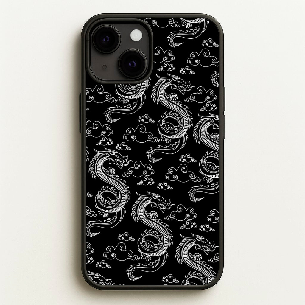 Black And White Dragon Pattern - Dragon Patterns Phone Case for iPhone 13 Mini