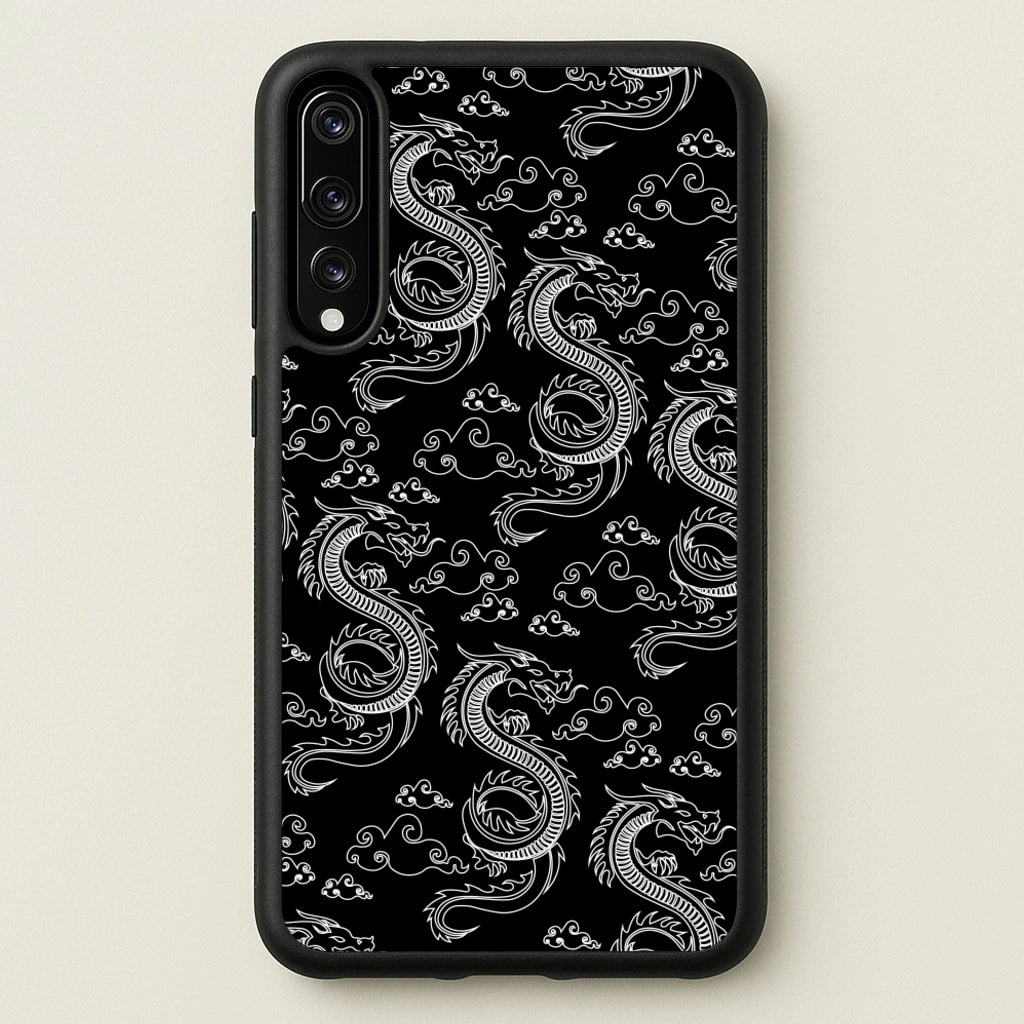 Black And White Dragon Pattern - Dragon Patterns Phone Case for Huawei P20 Pro