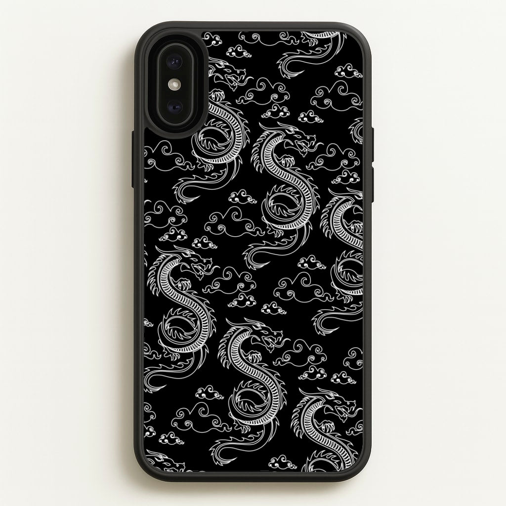 Black And White Dragon Pattern - Dragon Patterns Phone Case for iPhone XS Max