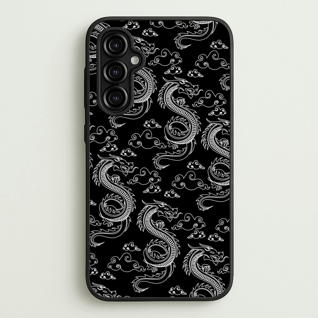 Black And White Dragon Pattern - Dragon Patterns Phone Case for Galaxy A14