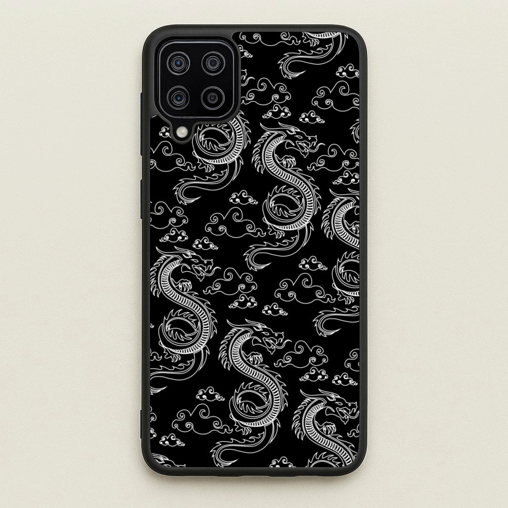 Black And White Dragon Pattern - Dragon Patterns Phone Case for Galaxy A12