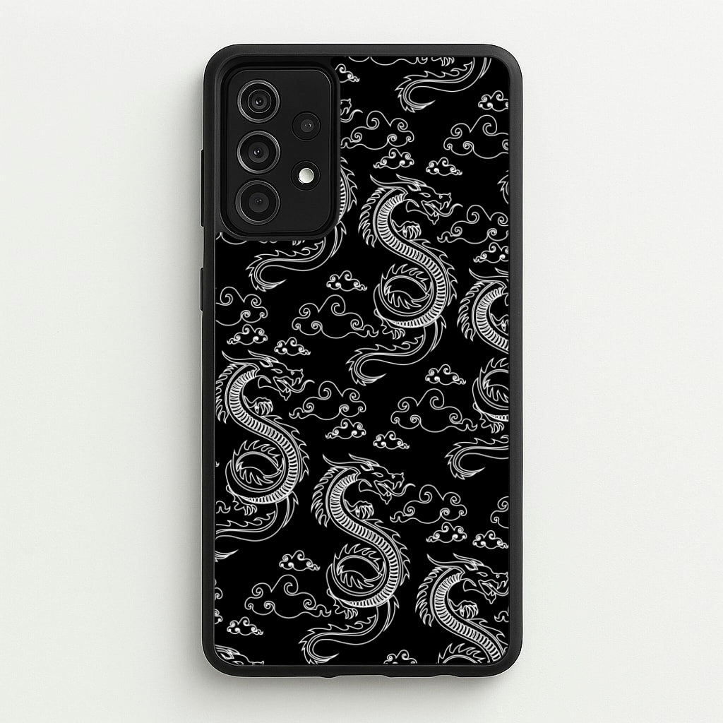 Black And White Dragon Pattern - Dragon Patterns Phone Case for Galaxy A52 / A52s