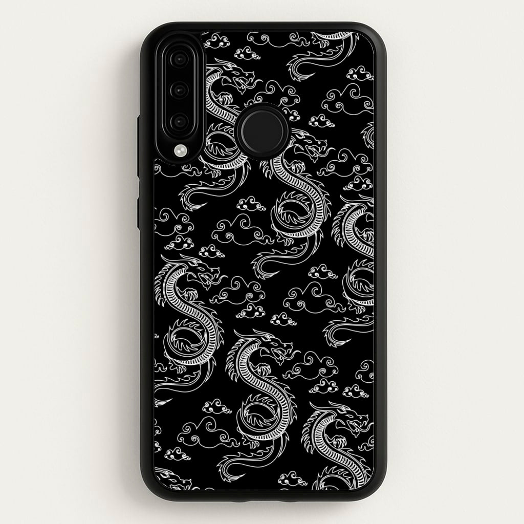 Black And White Dragon Pattern - Dragon Patterns Phone Case for Huawei P30 Lite