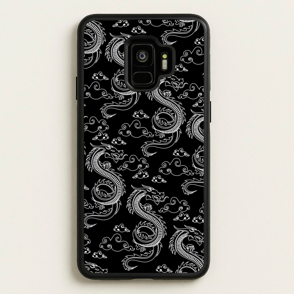 Black And White Dragon Pattern - Dragon Patterns Phone Case for Galaxy S9