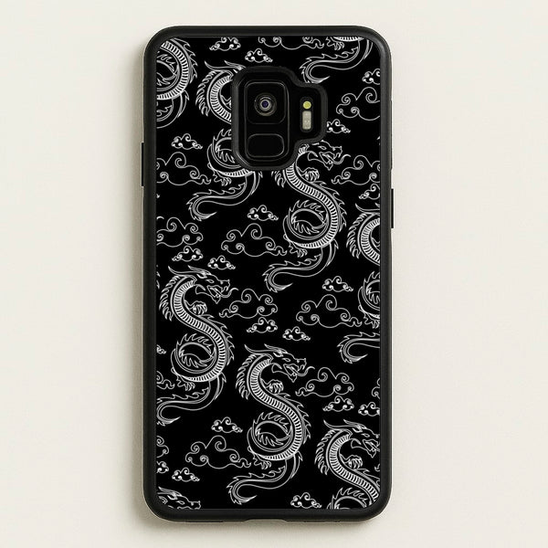 Black And White Dragon Pattern - Dragon Patterns Phone Case for Galaxy S9