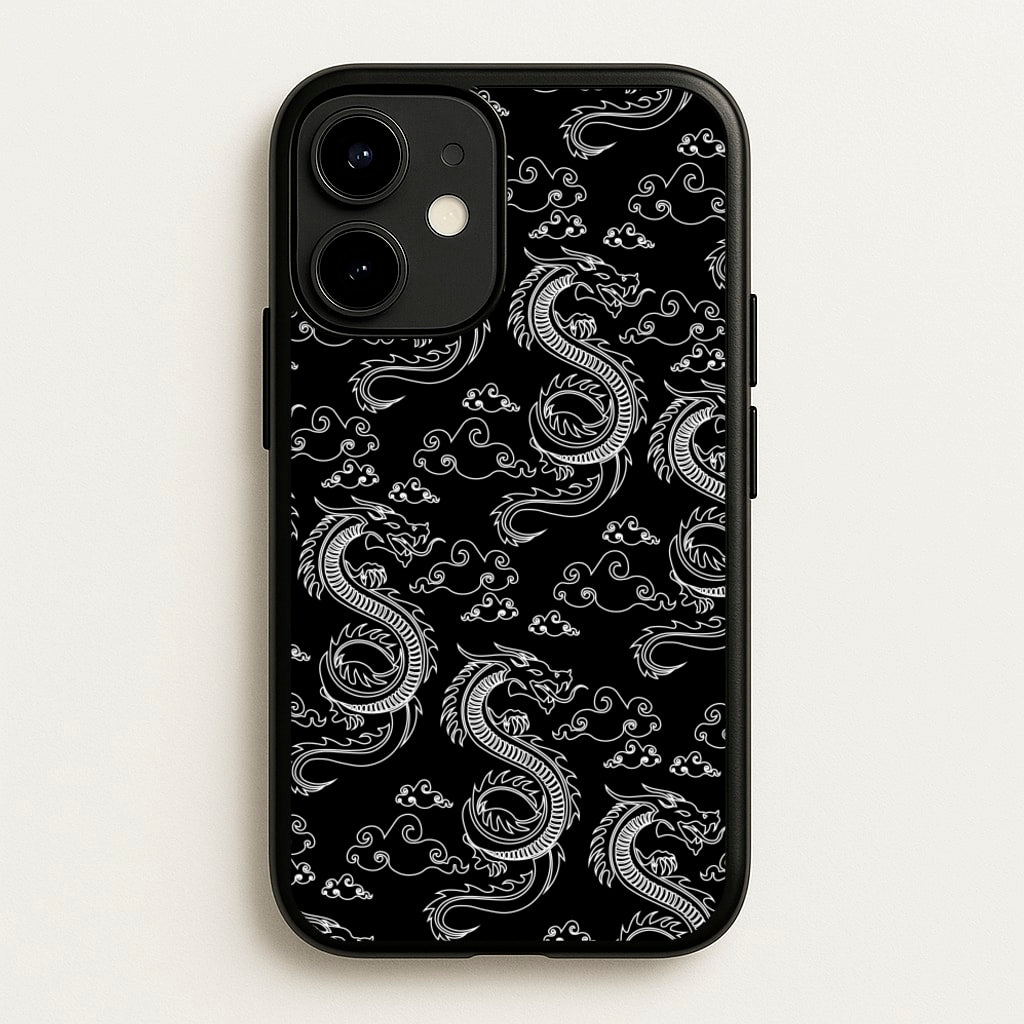 Black And White Dragon Pattern - Dragon Patterns Phone Case for iPhone 12 Mini