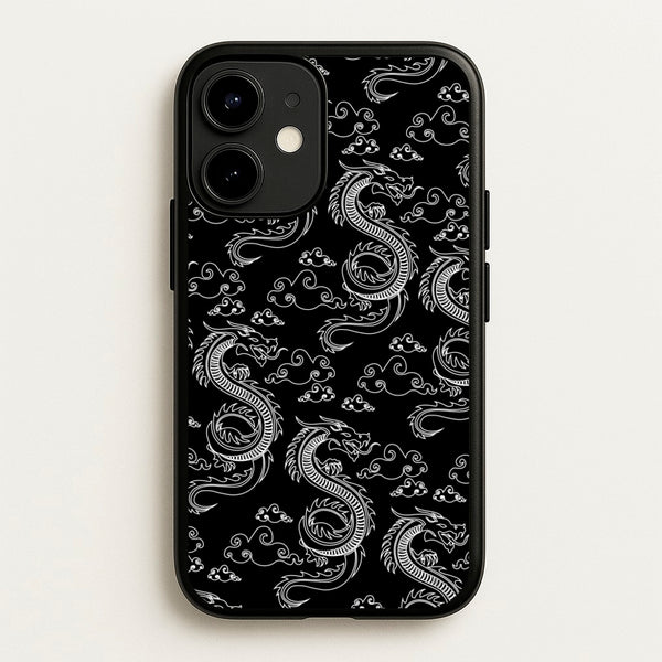 Black And White Dragon Pattern - Dragon Patterns Phone Case for iPhone 12 Mini