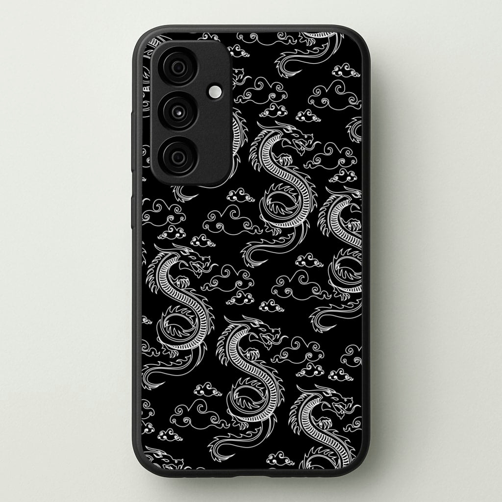 Black And White Dragon Pattern - Dragon Patterns Phone Case for Galaxy A15