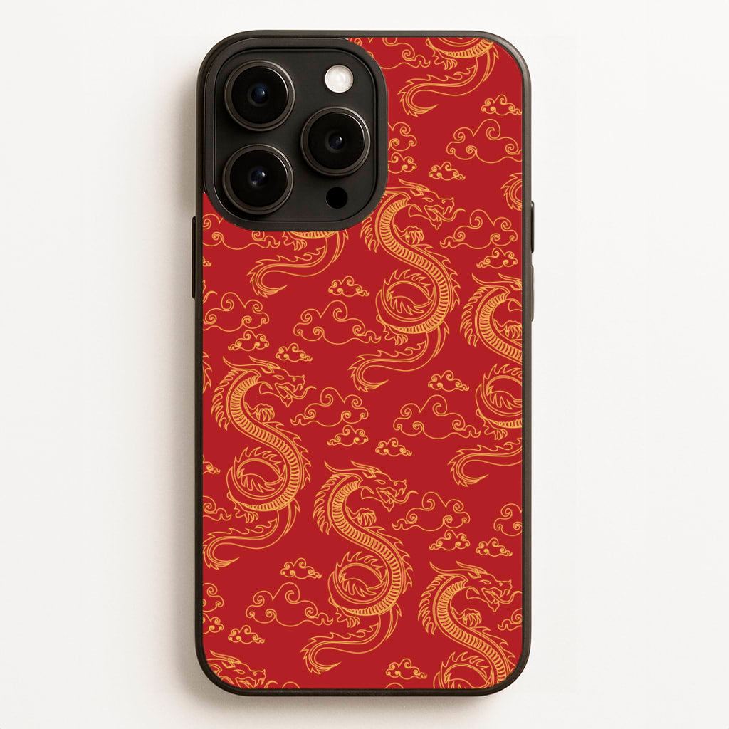 Red And Gold Dragon Pattern - Dragon Patterns Phone Case for iPhone 16 Pro Max