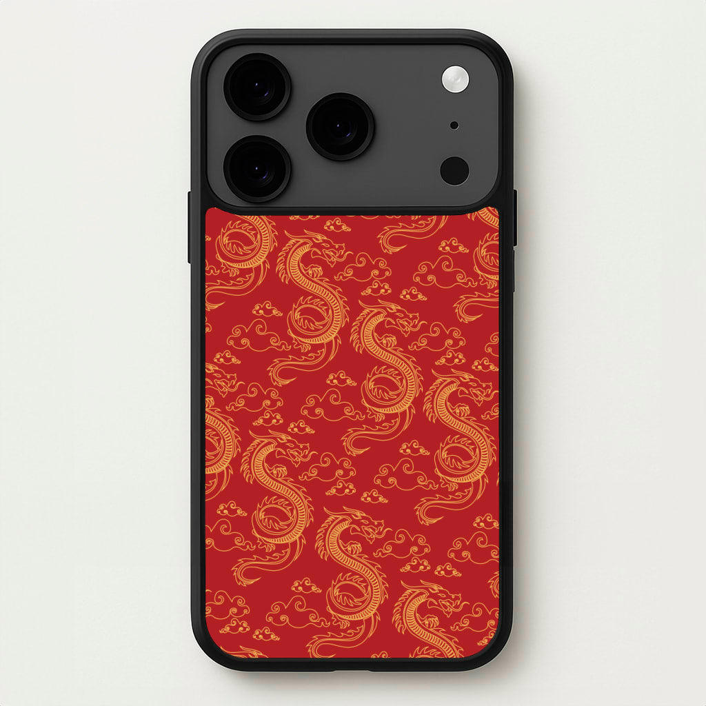 Red And Gold Dragon Pattern Phone Case for iPhone 17 Pro