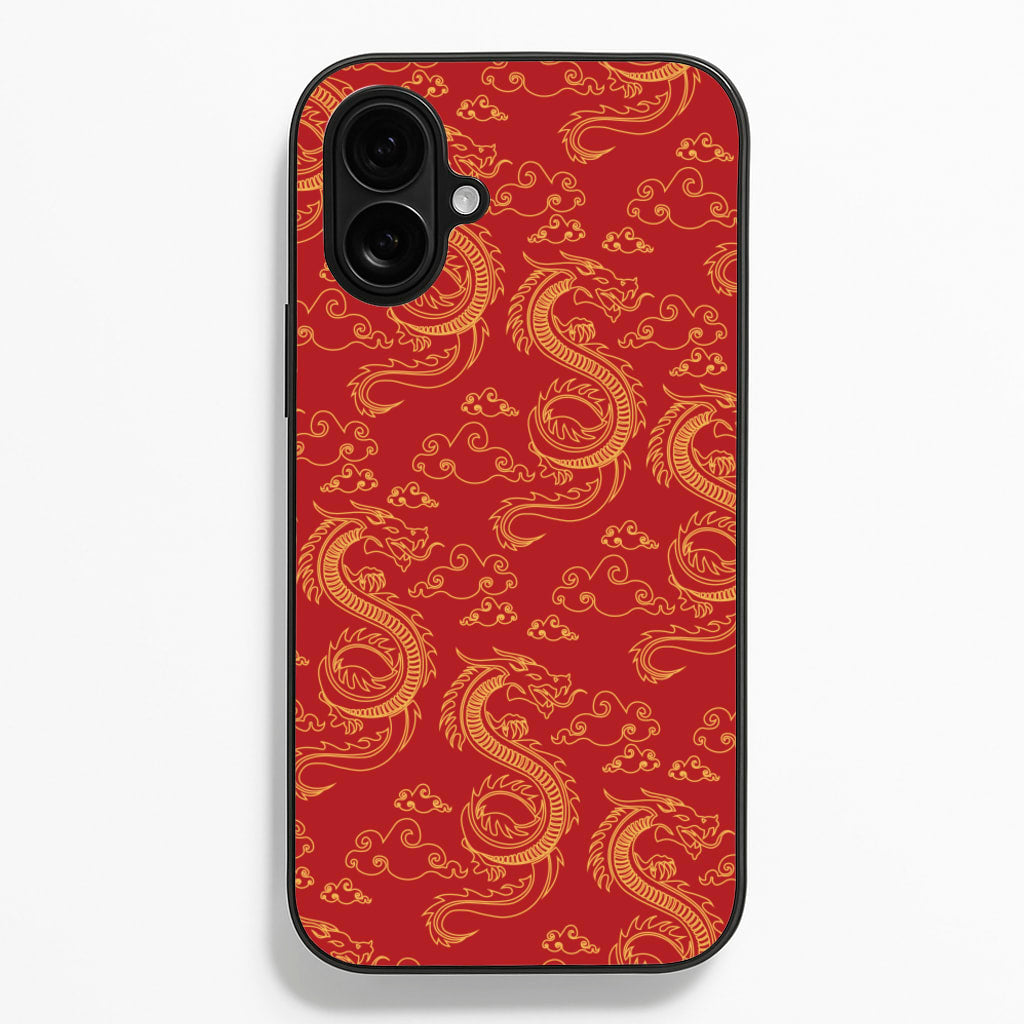 Red And Gold Dragon Pattern - Dragon Patterns Phone Case for iPhone 16 Plus
