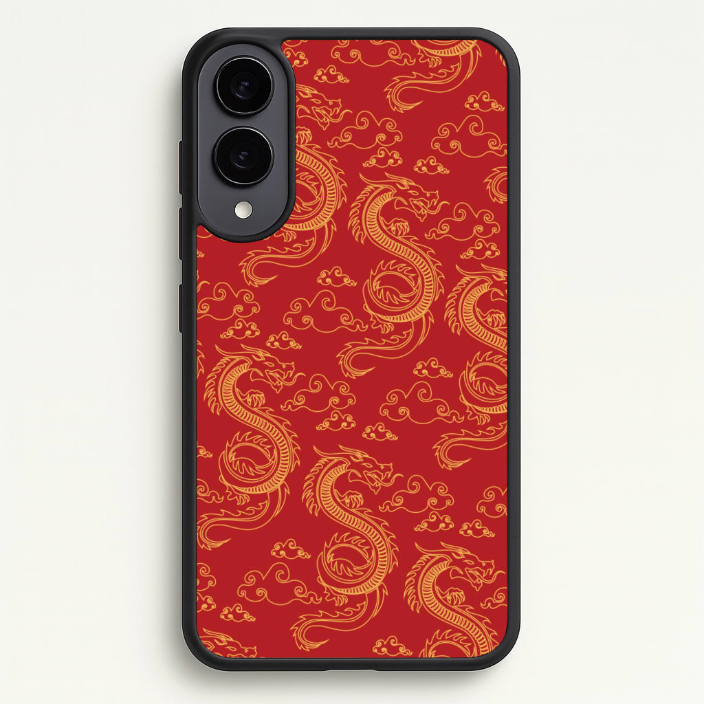 Red And Gold Dragon Pattern - Dragon Patterns Phone Case for Galaxy S25 Edge