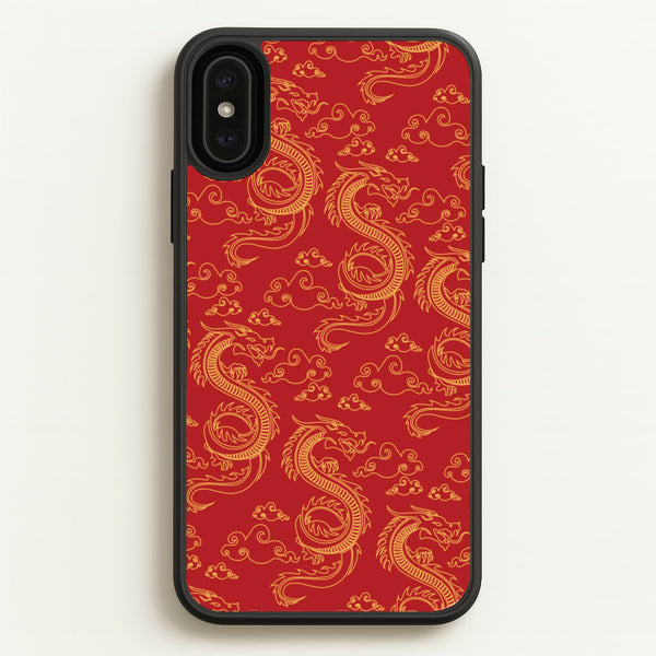 Red And Gold Dragon Pattern - Dragon Patterns Phone Case for iPhone XS Max