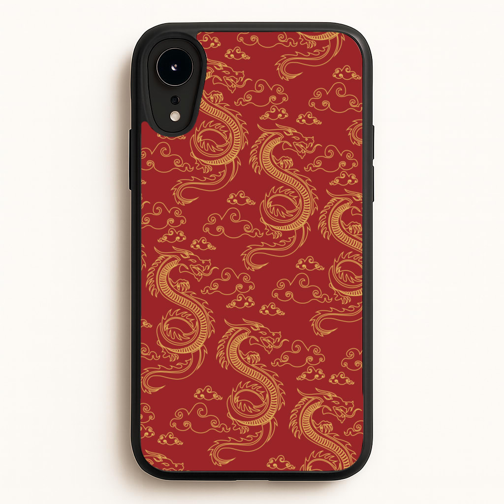 Red And Gold Dragon Pattern - Dragon Patterns Phone Case for iPhone XR