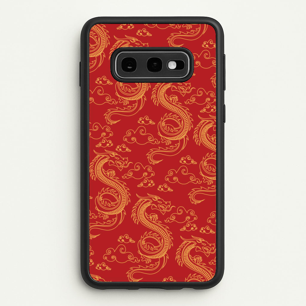 Red And Gold Dragon Pattern - Dragon Patterns Phone Case for Galaxy S10e